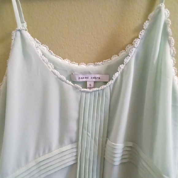 Womans S Naked Zebra Mint Green Spaghetti Strap Camisole Summery Flowy - Picture 3 of 4